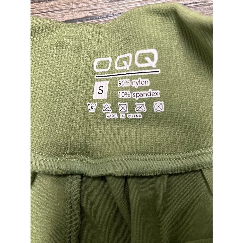 NEW OQQ High Waist Nylon Spandex Wide Leg Lounge Yoga Pants Green S Athleisure - Picture 4 of 8